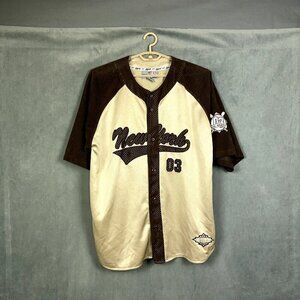 Y2K 212 NYC Jersey Mens Large Brown New York #03 Baseball Baggy Streetwear